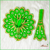 Shaneel Moti Lace Work Green Laddu Poshak With Patka